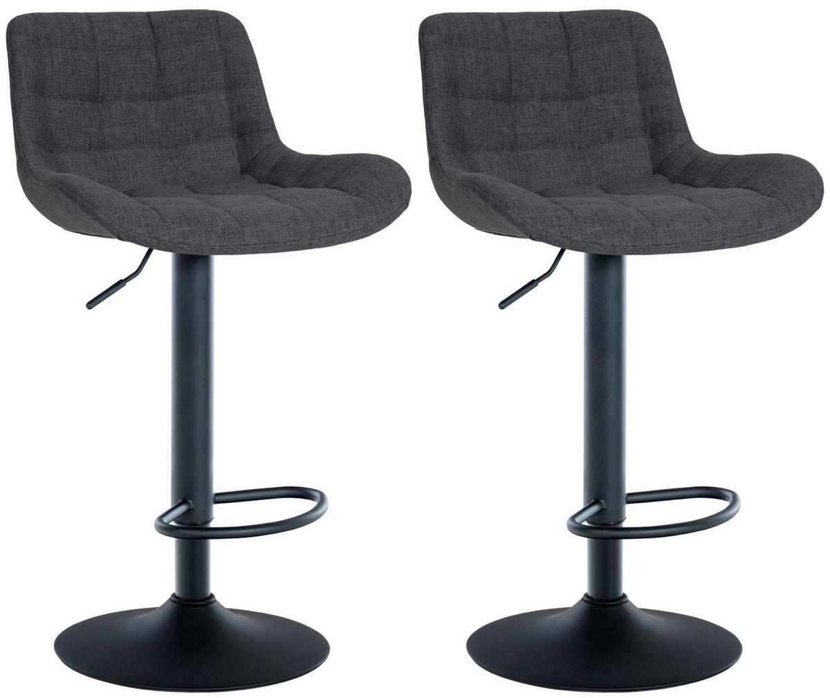 BARHOCKER 2er Set Stoff schwarz - Schwarz, Textil/Metall (48/81/54cm) - CLP