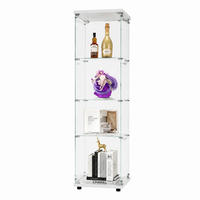 VITRINE mit LED-Beleuchtung - Staubdicht Weiß，für Wohnzimmer - Weiß, Glas (45/164/36cm) - PARAFTA HOME