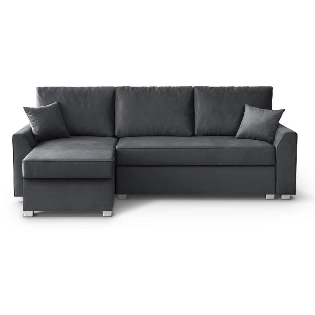 ECKSCHLAFSOFA Teramo dunkelgrau - Dunkelgrau/Schwarz, Kunststoff/Textil (235/150cm) - Beautysofa