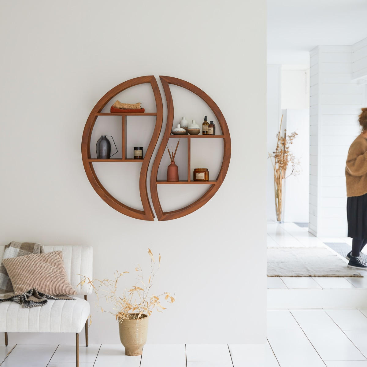 BÜCHERREGAL Ying Yang Natur aus Teak - Naturfarben, Holz (100/100/20cm) - Tikamoon