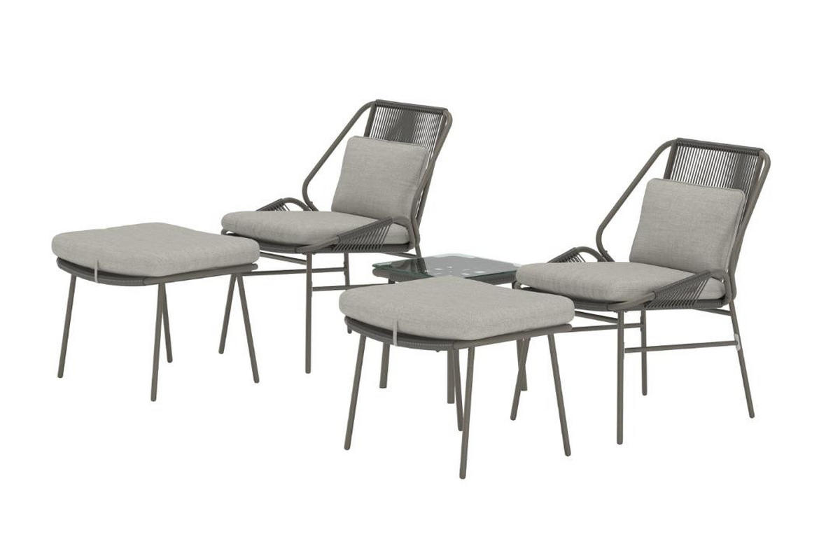 LOUNGE-SET, Zakynthos, Braun, Stahl, 45 x 45 x 45 cm, 5-teilig - Braun, Metall - ebuy24
