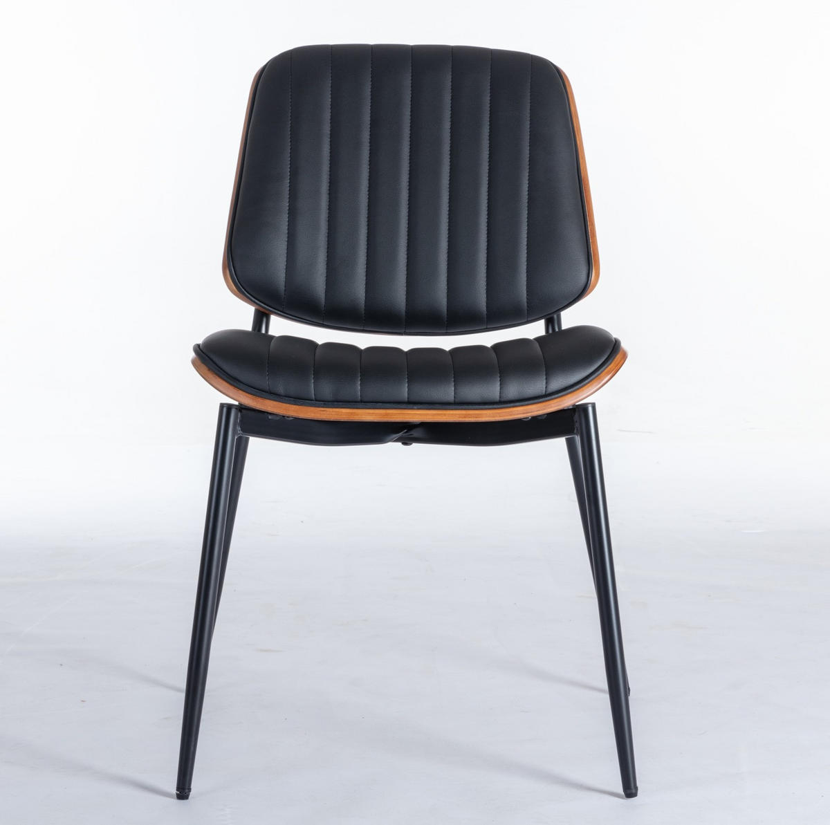 ESSZIMMERSTUHL 2er-Set Mid-Century PU-Leder Schwarz - Schwarz, Metall (48.3/83.3/57.4cm) - Meubliv
