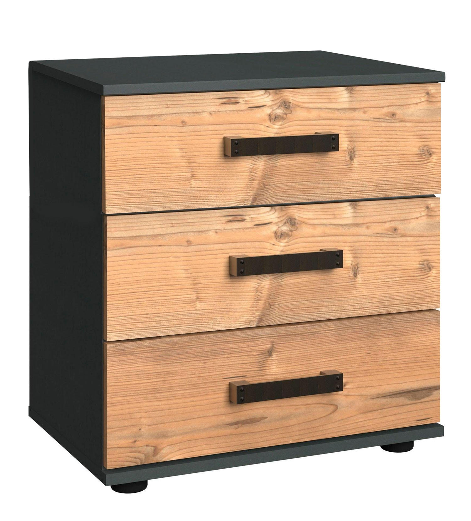 NACHTTISCH Stockholm 2er Set Plankeneiche / graphit je 52 / 38 / 58cm - Eichefarben, Holz/Holzwerkstoff (52/58/38cm) - Wimex