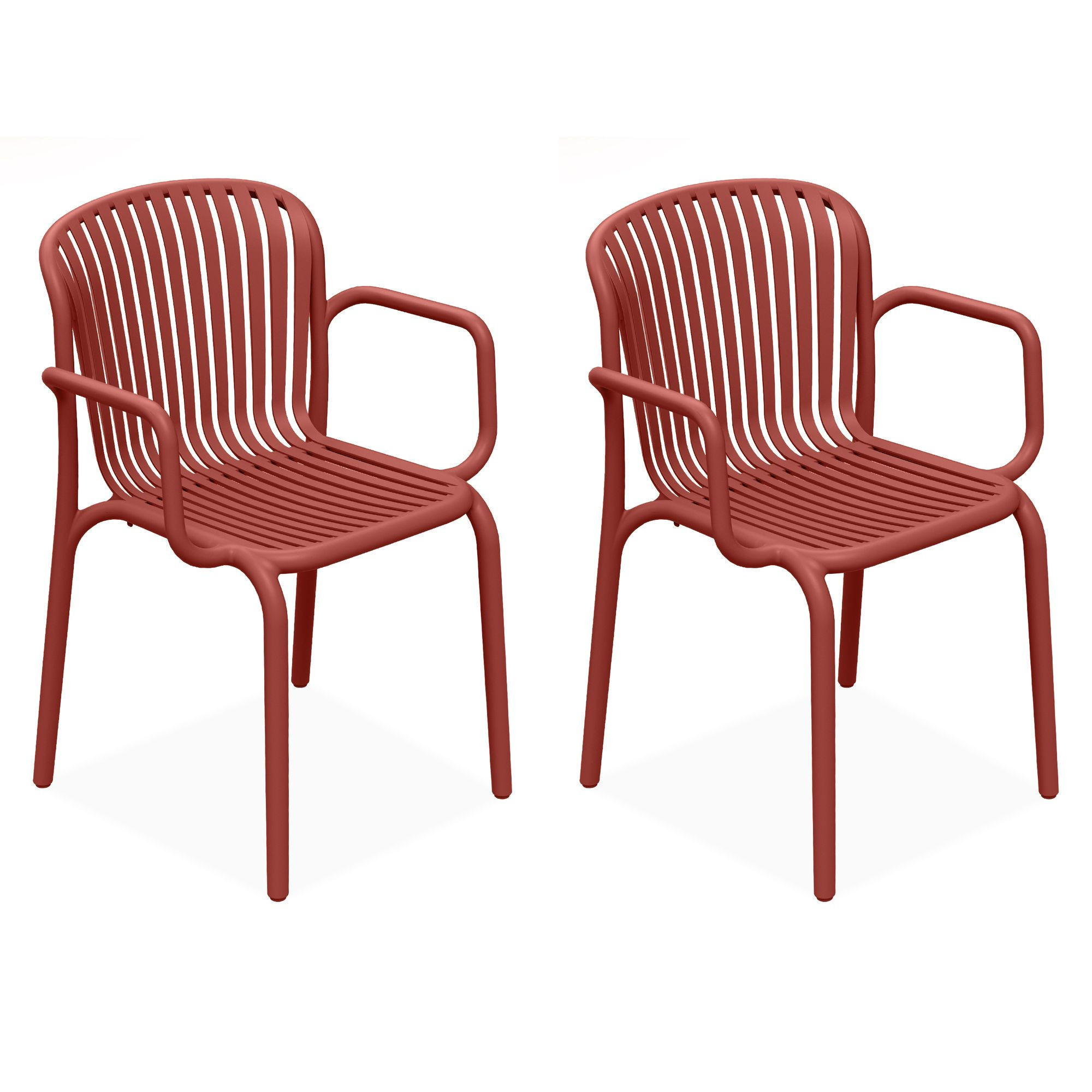 GARTENSTUHL FICCARI 2-er Set, Rot - Rot, Kunststoff (57.5/82.5/53cm) - KONSIMO®