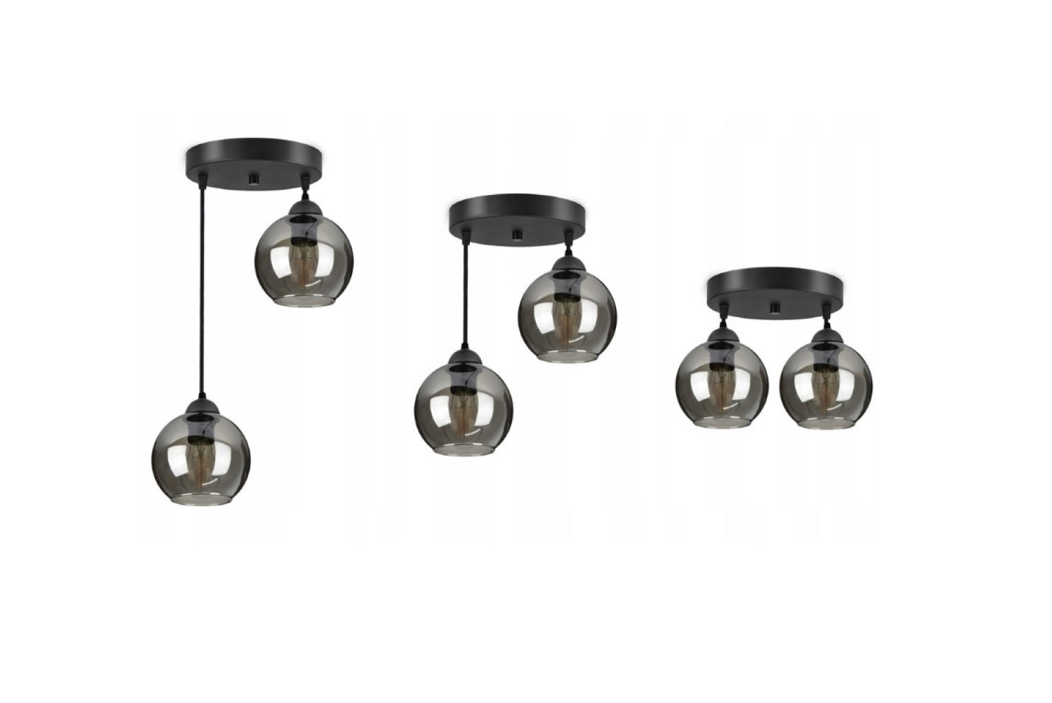 PENDELLEUCHTE HAGEN - Schwarz, Glas/Metall (35/35/70cm) - kiki design