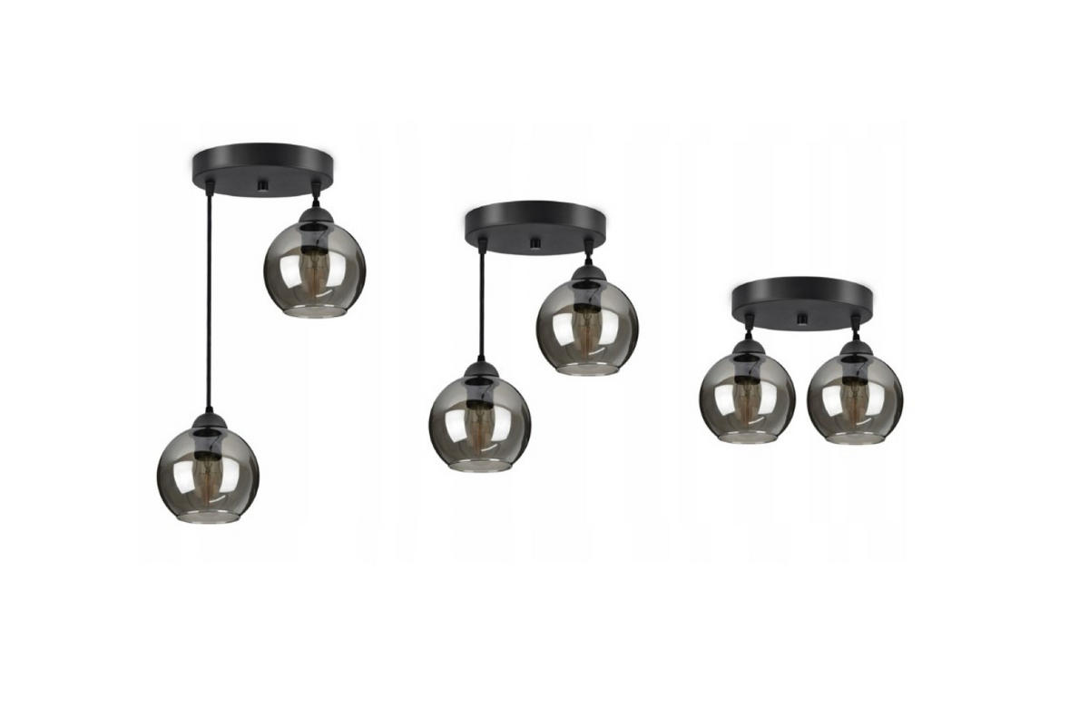 PENDELLEUCHTE HAGEN - Schwarz, Glas/Metall (35/35/70cm) - kiki design