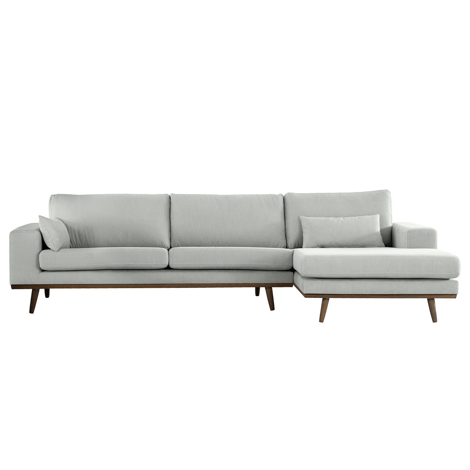 ECKSOFA mit Longchair - Eichefarben/Grau, Naturmaterialien/Eichenholz (281/153cm) - home24