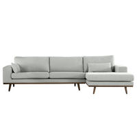 ECKSOFA mit Longchair - Eichefarben/Grau, Naturmaterialien/Eichenholz (281/153cm) - home24