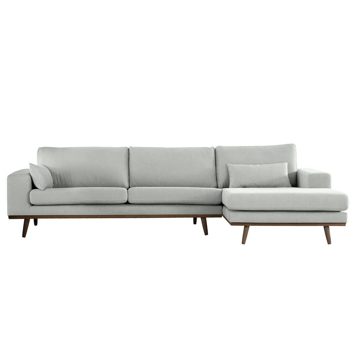 ECKSOFA mit Longchair - Eichefarben/Grau, Naturmaterialien/Eichenholz (281/153cm) - home24