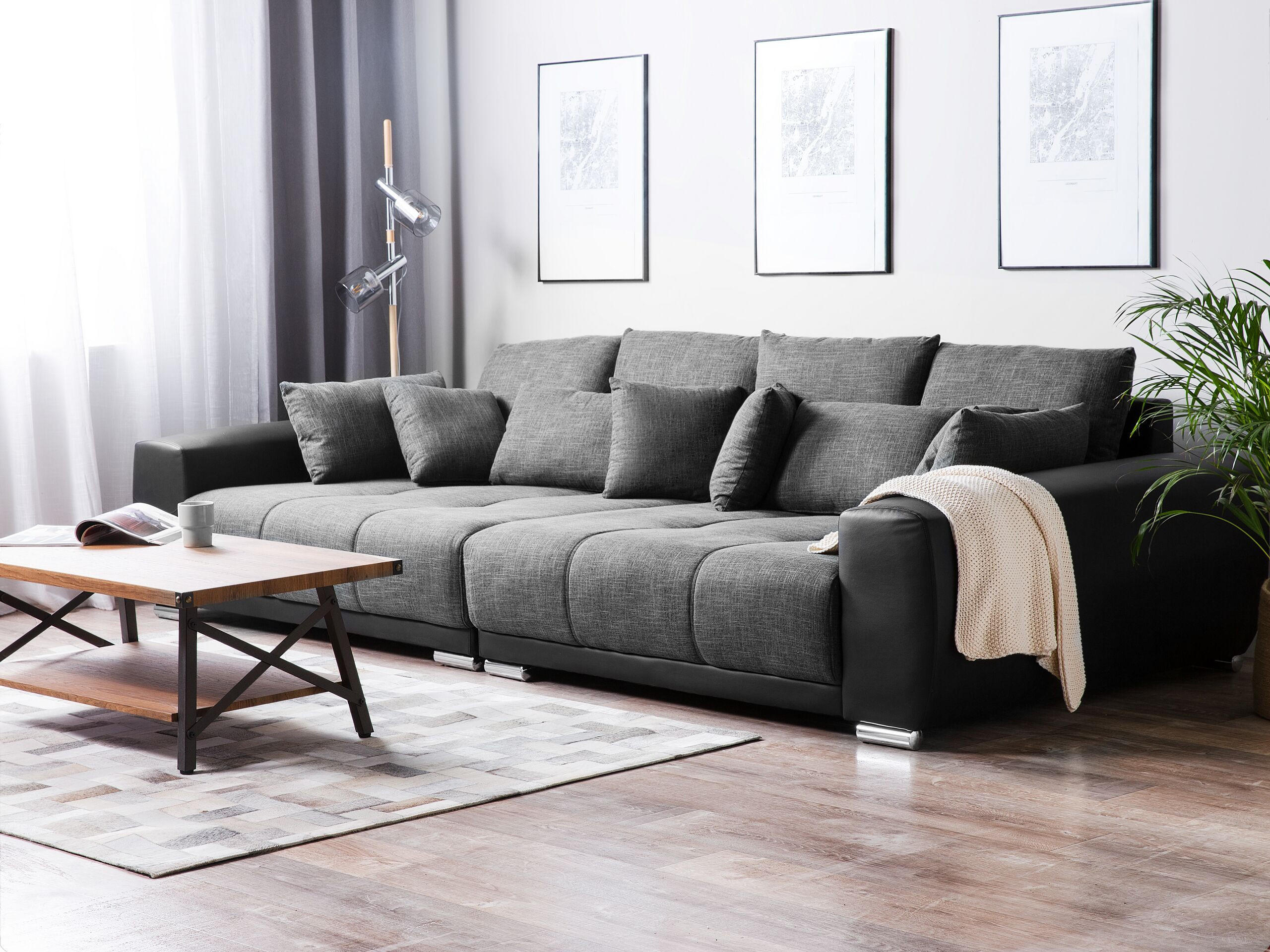 4-SITZER-SOFA Polsterbezug Dunkelgrau Torpo - Dunkelgrau, Textil (308/84/136cm) - Beliani