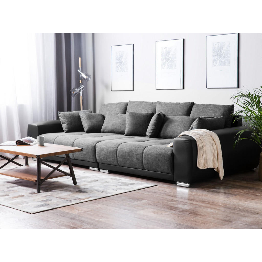 Thumbnail - Beliani Wohnlandschaft, Dunkelgrau, Textil, 4-Sitzer, U-Form, 308x84x136 cm, Wohnzimmer, Sofas & Couches, Wohnlandschaft...