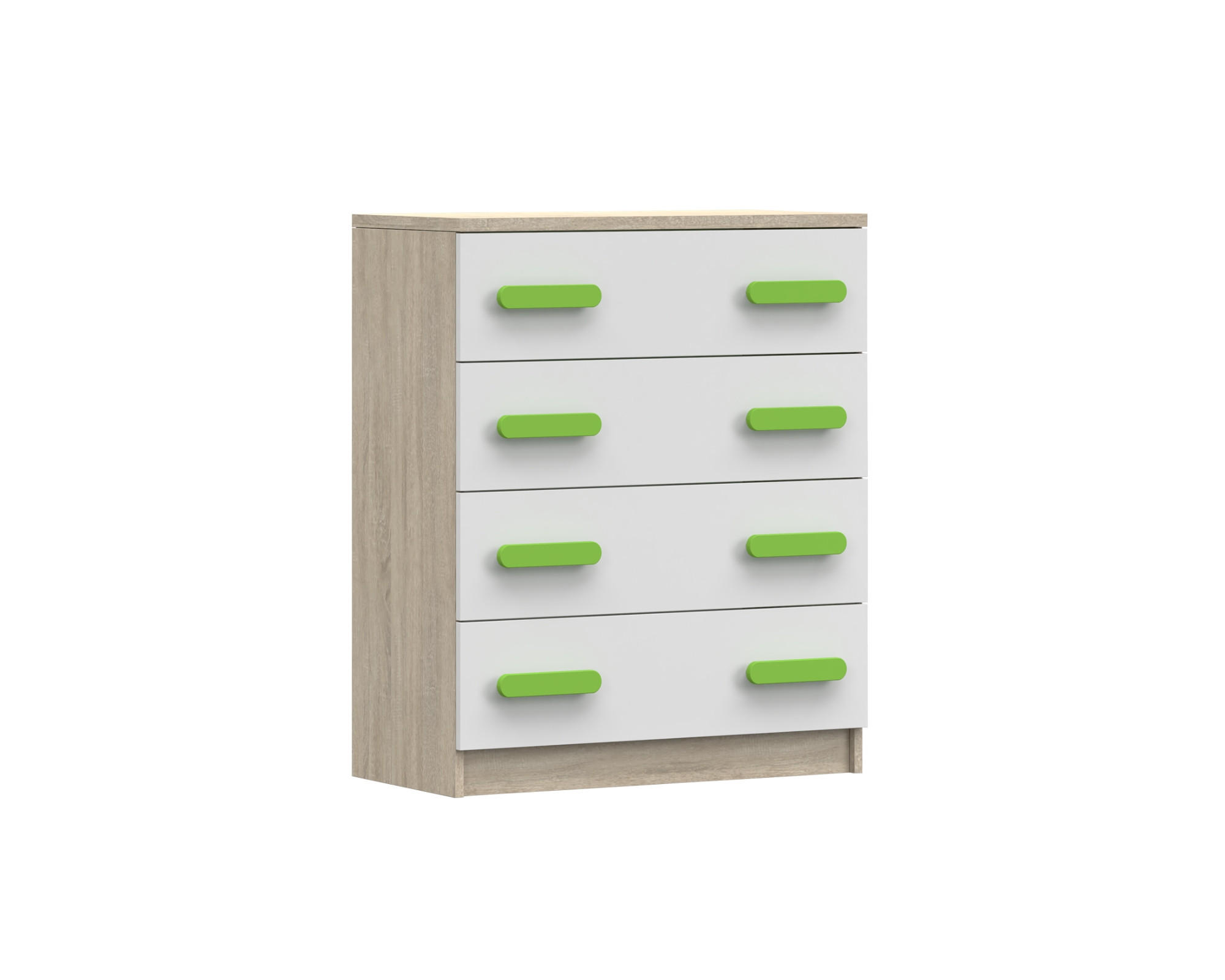 KINDERKOMMODE INGE 02 80/90/40 cm Weiß+Sonoma/Grün - Weiß/Sonoma Eiche, Holzwerkstoff (80/90/40cm) - Deine Möbel 24