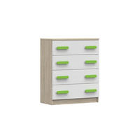KINDERKOMMODE INGE 02 80/90/40 cm Weiß+Sonoma/Grün - Weiß/Sonoma Eiche, Holzwerkstoff (80/90/40cm) - Deine Möbel 24