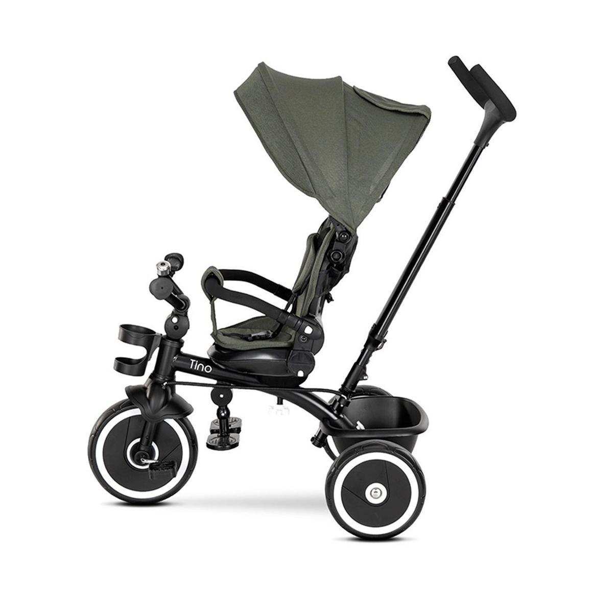 DREIRAD Tino Klingel, Korb grün umbaubar, drehbarer Sitz, Getränkehalter - Grün, Metall (108/55/96cm) - Lorelli