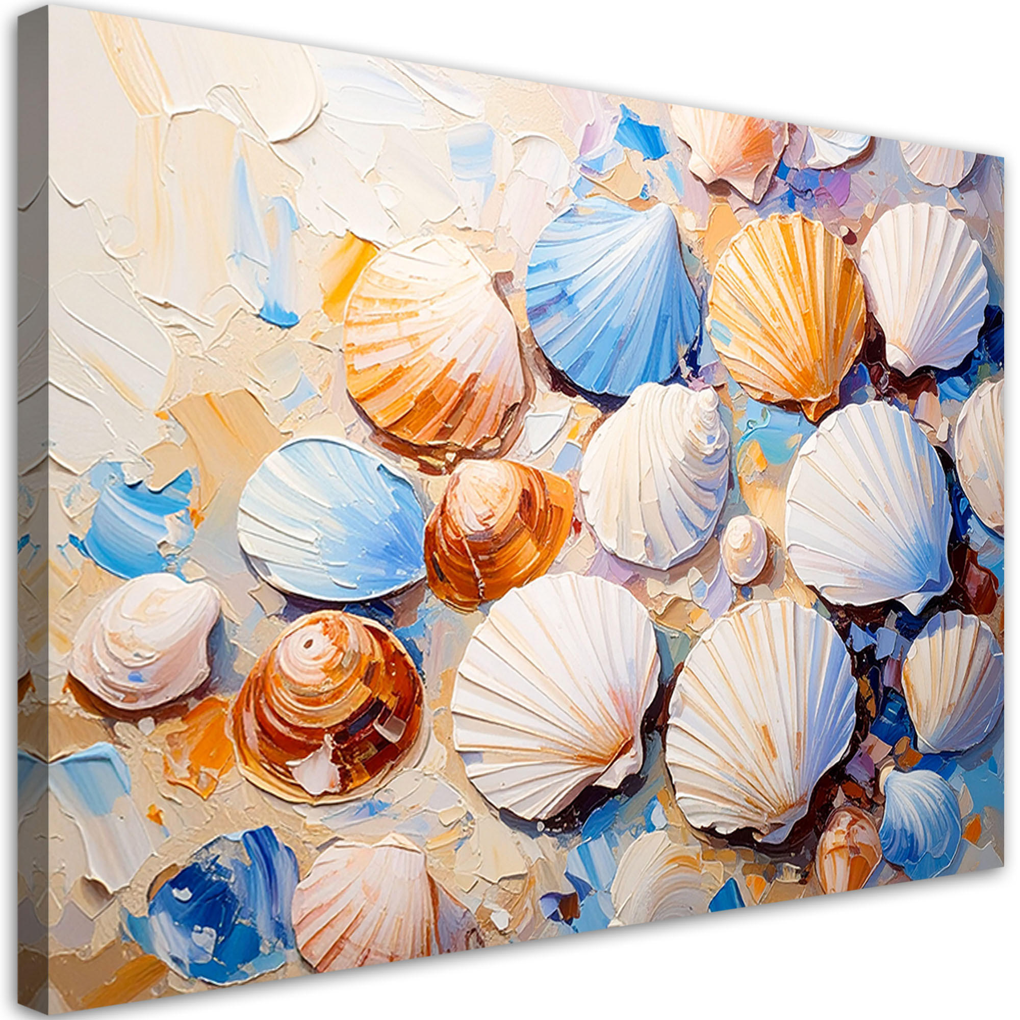 LEINWANDBILD Muscheln Strand Sand wie gemalt 60x40cm - Beige, Textil (60/40cm) - Feeby