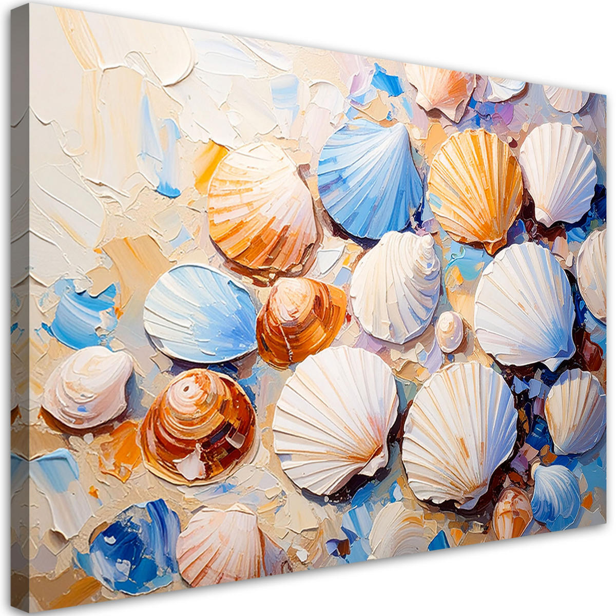 LEINWANDBILD Muscheln Strand Sand wie gemalt 60x40cm - Beige, Textil (60/40cm) - Feeby
