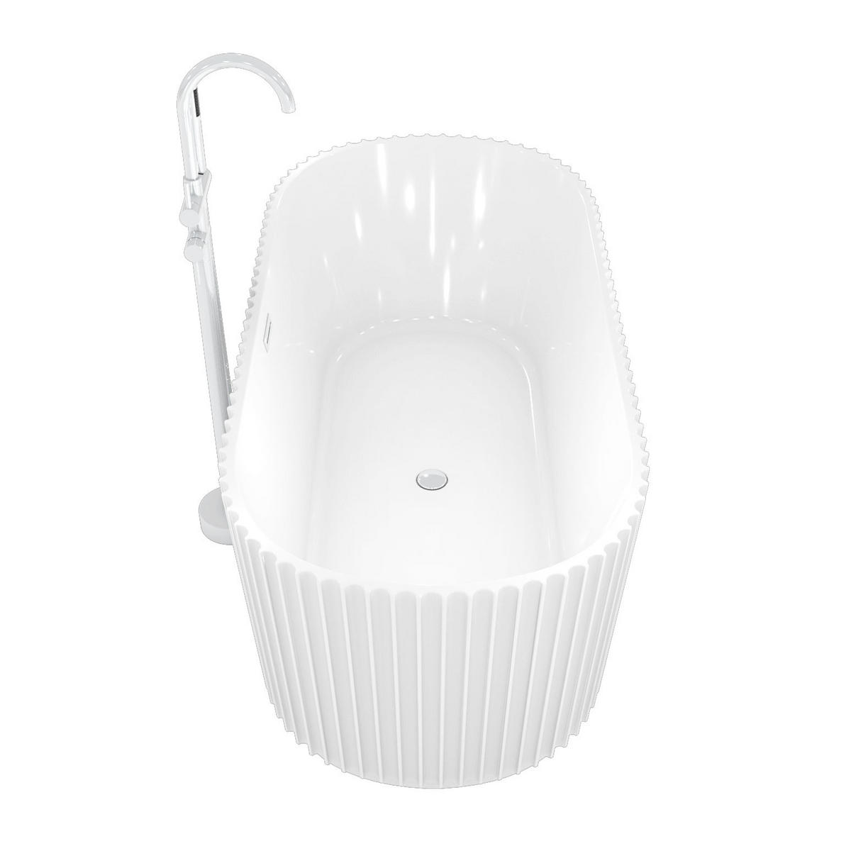 BADEWANNE freistehend F08 Armatur AF04 - Weiß, Glas/Kunststoff (80/58/170cm) - AcquaVapore by Sandra Jentho