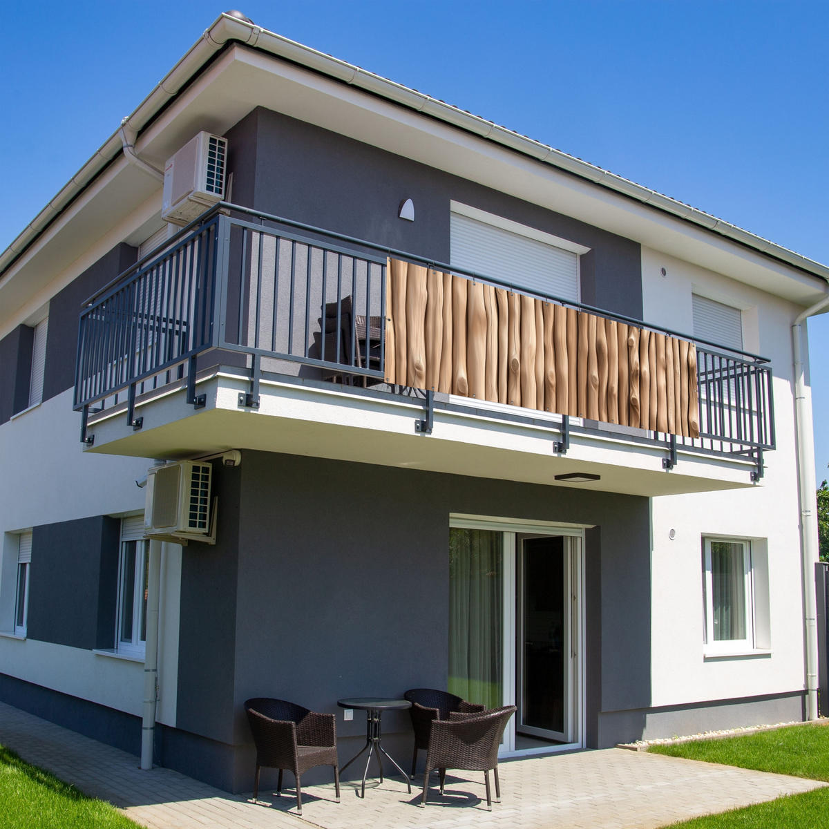 BALKON-SICHTSCHUTZ Holz - Stiel - Hellbraun - Ahornfarben, Kunststoff (300/100cm) - MuchoWow