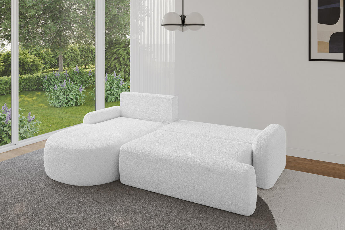 ECKSOFA mit Schlaffunktion und Bettkasten LIRA-L - 264x172x89 Weiß - Weiß, Holzwerkstoff/Textil (264/172cm) - ALTDECOR