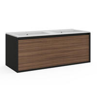 DOPPELWASCHTISCH - 120 cm x 45.8 cm - Holz, Platte - Schwarz, Naturfarben Dunkel - BANIVA - Schwarz/Naturfarben, Holz (120/45/45.8cm) - Vente-Unique