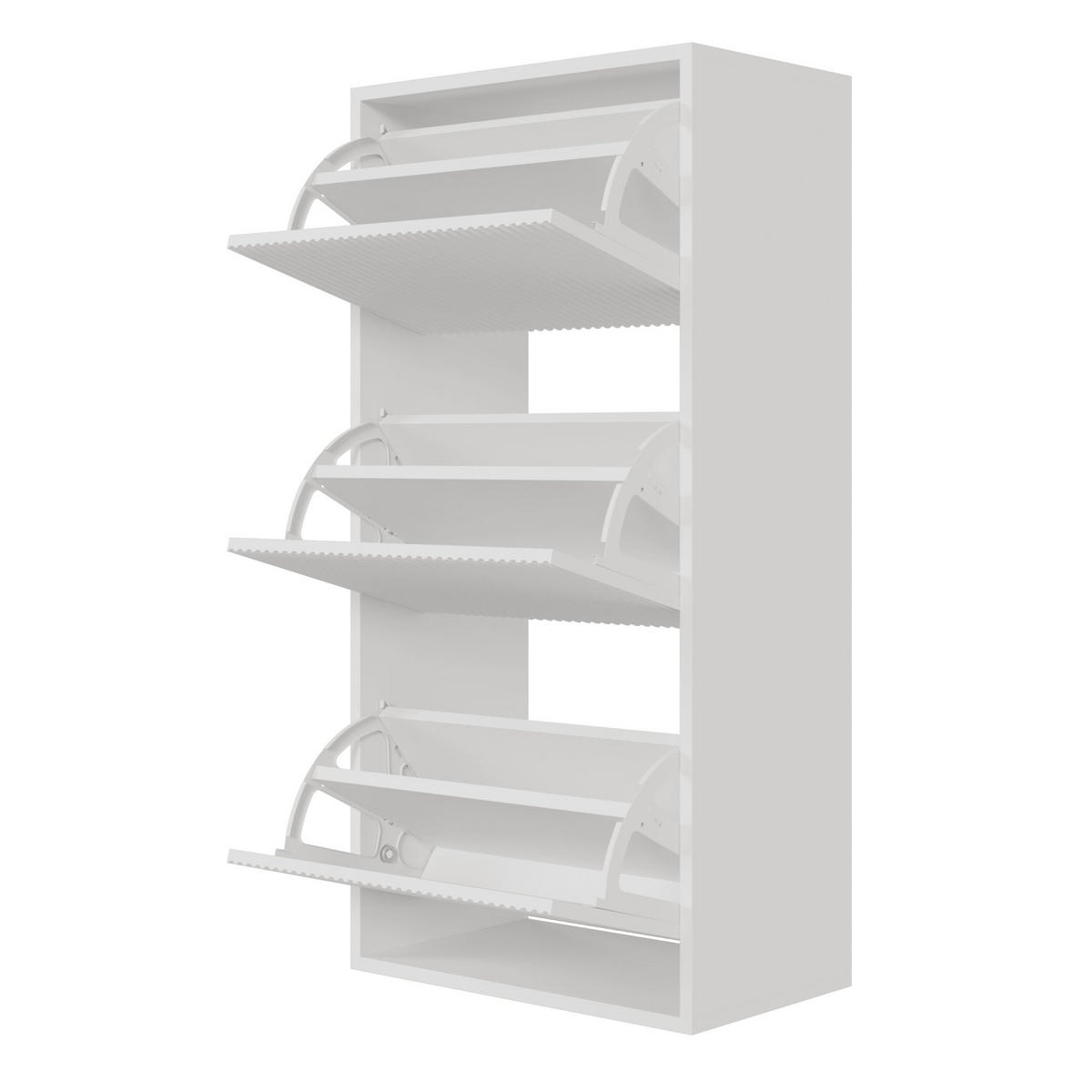 WAND-SCHUHSCHRANK Veldio mit 3 Klappen Weiß 50 cm - Weiß, Holzwerkstoff (50/103/30cm) - Selsey