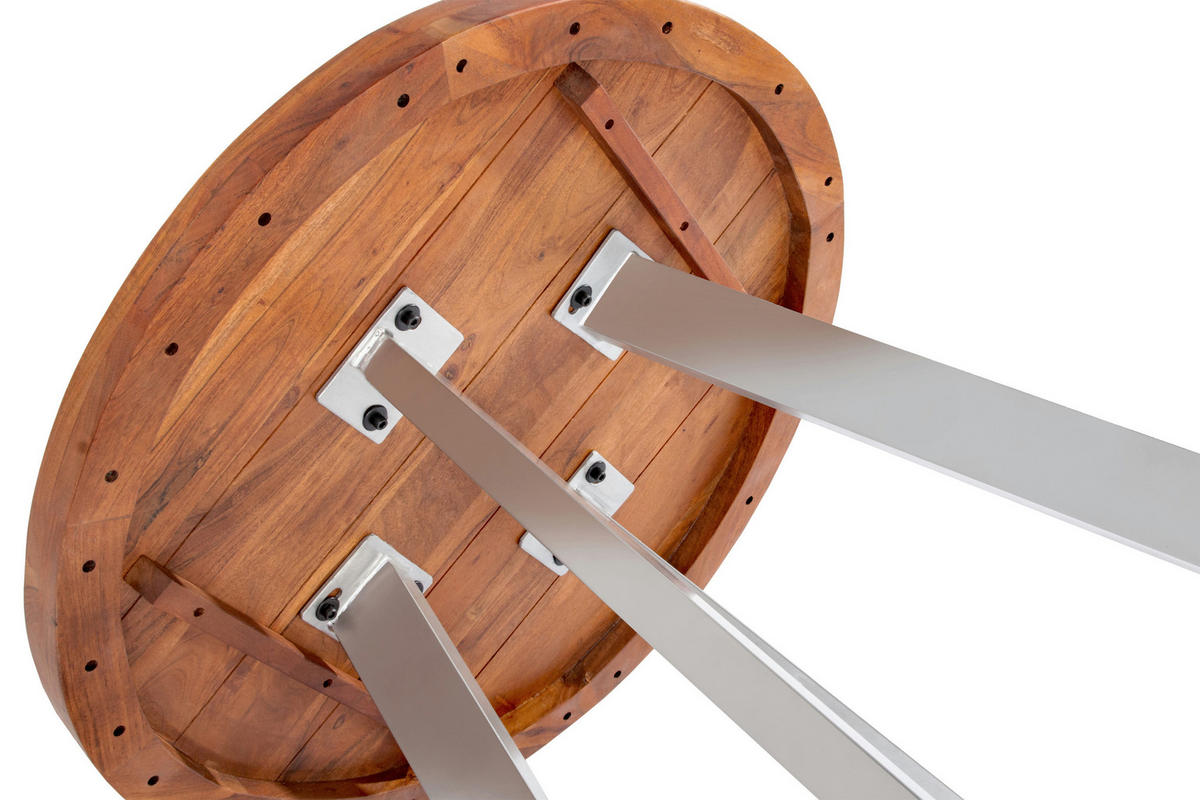 ESSTISCH SOPHIA - Silberfarben/Braun, Holz/Metall (130/130/78cm) - SAM