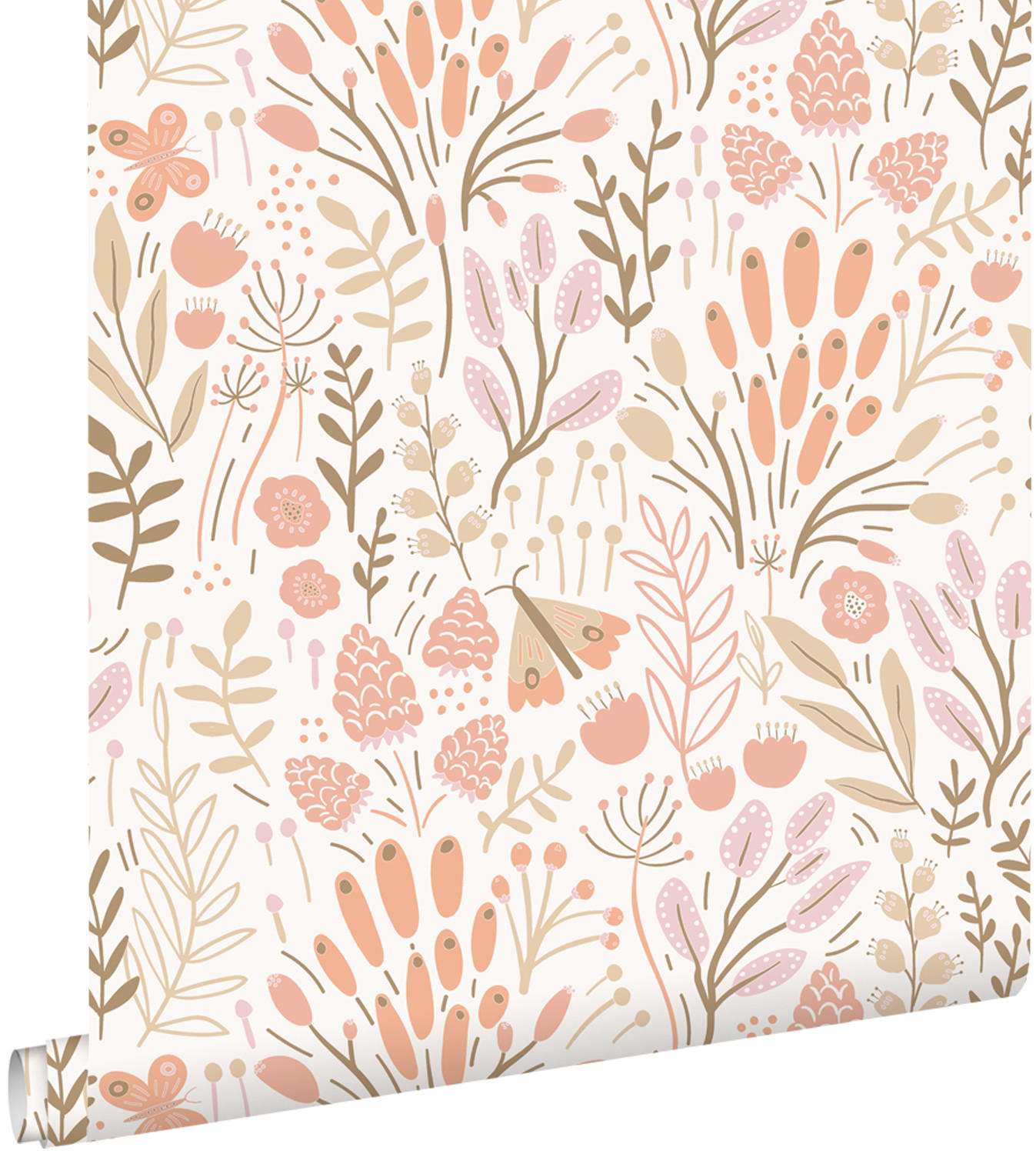 TAPETE Blätter und Blumen 50 x 900 cm - Weiß, Papier (50/0.1cm) - ESTAhome