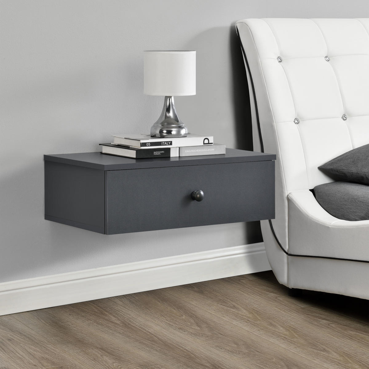 WANDREGAL Ringsted - Dunkelgrau, Holzwerkstoff (60/12.6/24cm) - [en.casa]