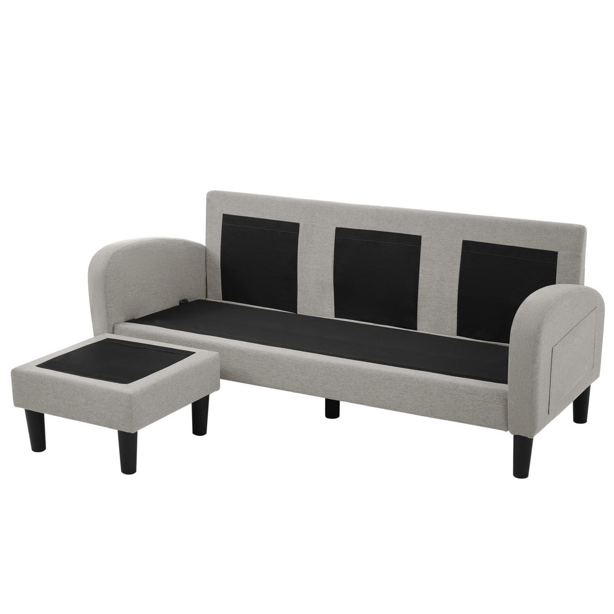 ECKSOFA L-förmig 3-Sitzer mit Chaiselongue Baumwoll-Leinen grau 166/118/77 cm - Hellgrau, Kunststoff (166/118cm) - OKWISH