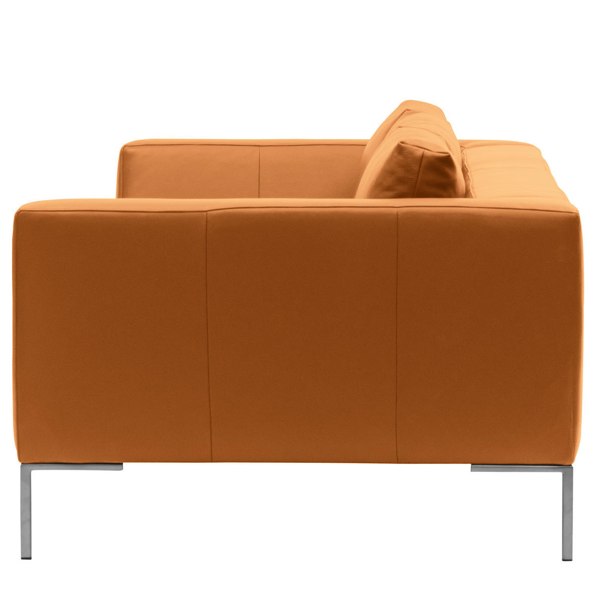 3-SITZER SOFA - Chromfarben/Cognac, Leder/Metall (238/81/105cm) - home24