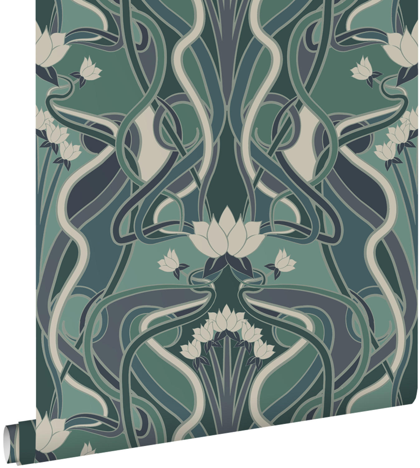 TAPETE Blumenmuster im Jugendstil 50 x 900 cm - Blau, Papier (50/900cm) - ESTAhome
