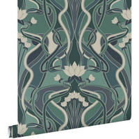 TAPETE Blumenmuster im Jugendstil 50 x 900 cm - Blau, Papier (50/900cm) - ESTAhome