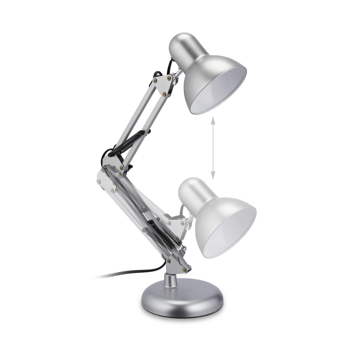 SCHREIBTISCHLAMPE - Silberfarben, Kunststoff/Metall (25/15/54cm) - Relaxdays