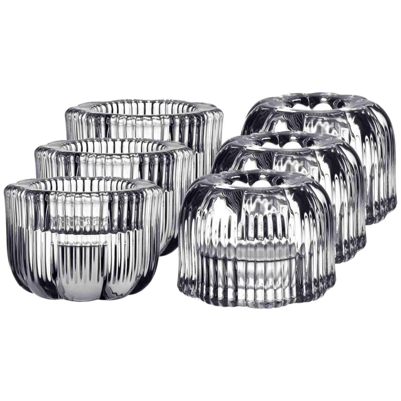 2IN1-KERZENSTÄNDER Fleur transparent ø 6,3 cm 6er Set - Transparent, Glas (6.3/4.5/6.3cm) - Villeroy & Boch