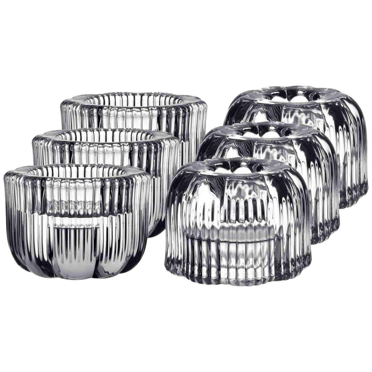 2IN1-KERZENSTÄNDER Fleur transparent ø 6,3 cm 6er Set - Transparent, Glas (6.3/4.5/6.3cm) - Villeroy & Boch