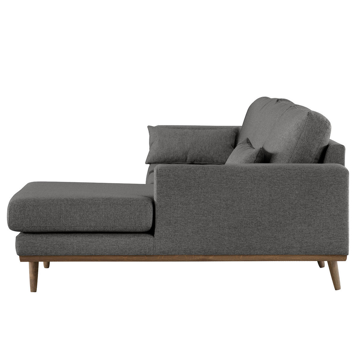 ECKSOFA mit Longchair - Eichefarben/Dunkelgrau, Eichenholz/Textil (281/153cm) - home24