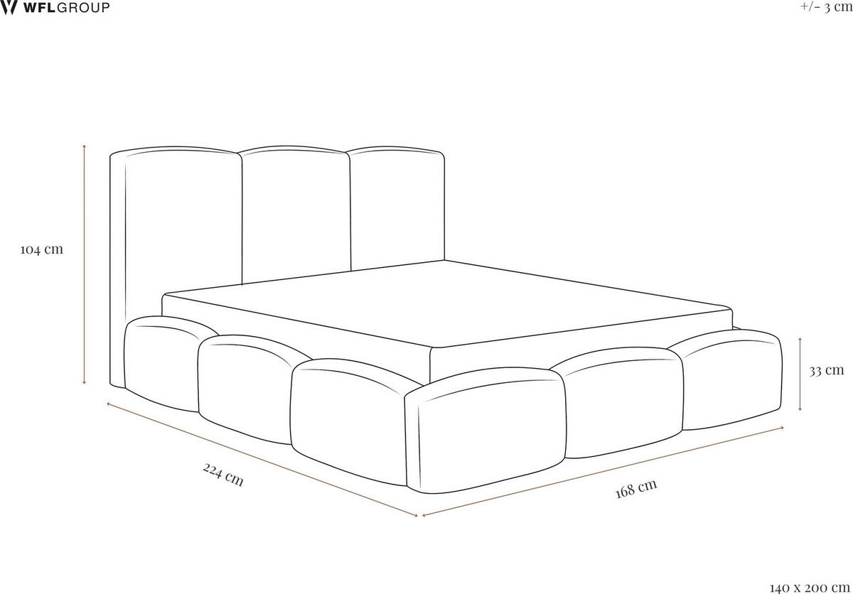POLSTERBETT Harmony mit Bettkasten, Beige Samt 140x200 cm - Greige/Beige, Holzwerkstoff/Kunststoff (140/200cm) - WFL GROUP