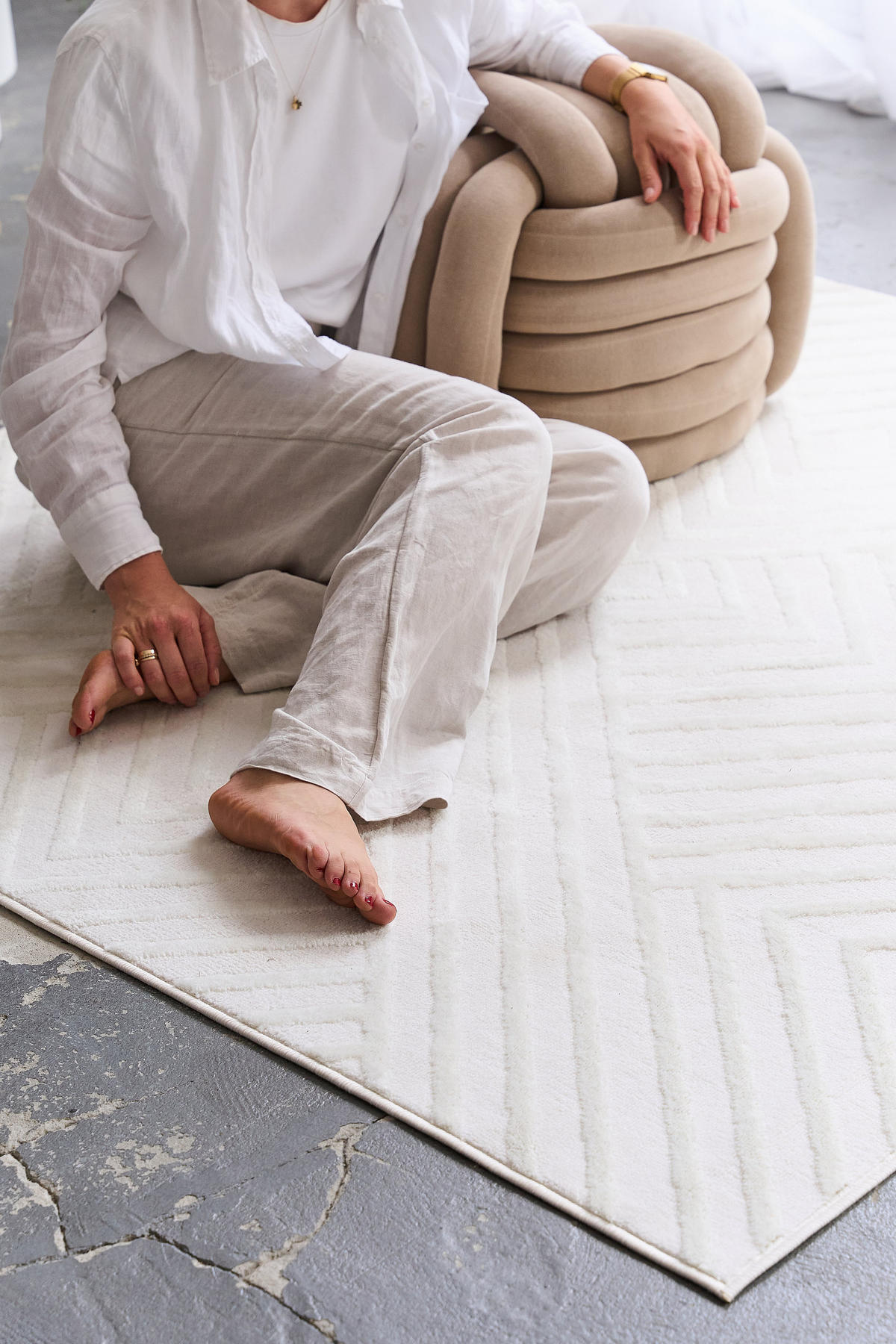 TEPPICH HYGGE Cremeweiß Quadrat 200/200 cm - Creme, Textil (200/200cm) - Tapiso
