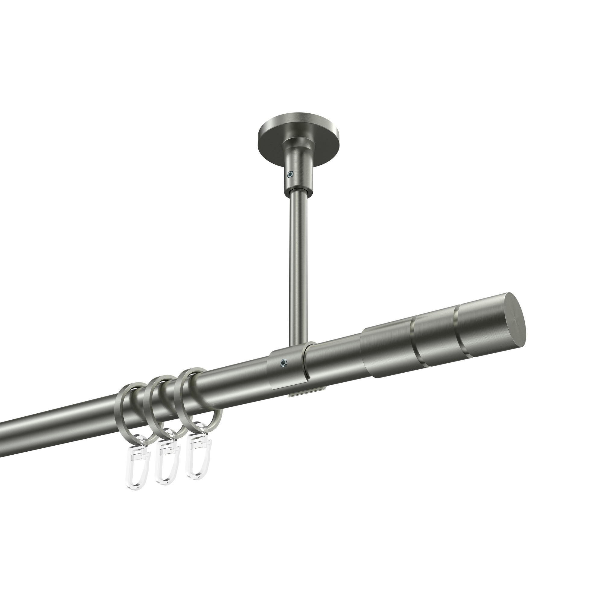 GARDINENSTANGEN-SET Sonette Elanto 100 cm, 1-läufig, 20 mm Ø Edelstahl-Optik - Edelstahlfarben, Metall (100cm) - INTERDECO