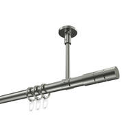 GARDINENSTANGEN-SET Sonette Elanto 200 cm, 1-läufig, 20 mm Ø Edelstahl-Optik - Edelstahlfarben, Metall (200cm) - INTERDECO