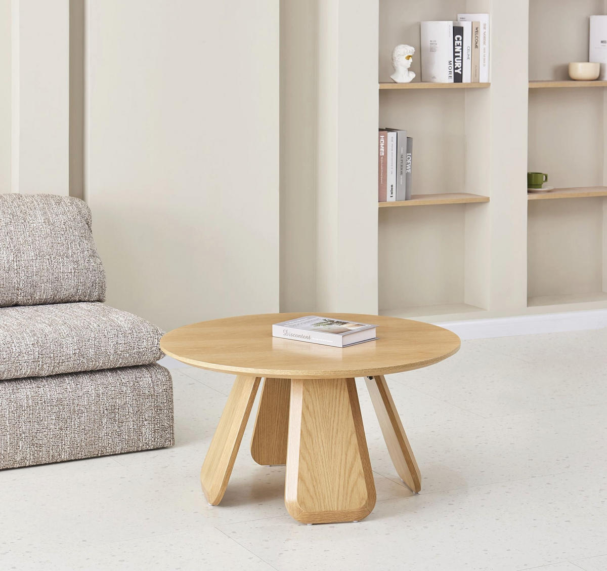 COUCHTISCH Affitly Eiche Natur Optik 80 cm - Beige, Holzwerkstoff (80/80/40cm) - Selsey