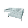 ECKSOFA NELSON Hellblau Leder Relaxfunktion - Schwarz/Hellblau, Leder/Metall (321/216cm) - KAWOLA