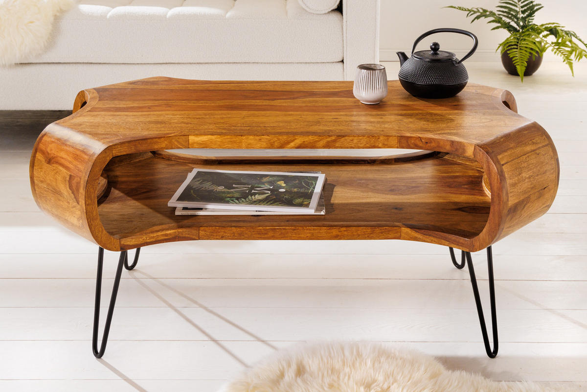 COUCHTISCH ORGANIC LIVING Sheesham rechteckig Natur 100cm - Braun, Holz/Metall (60/100/47cm) - riess-ambiente