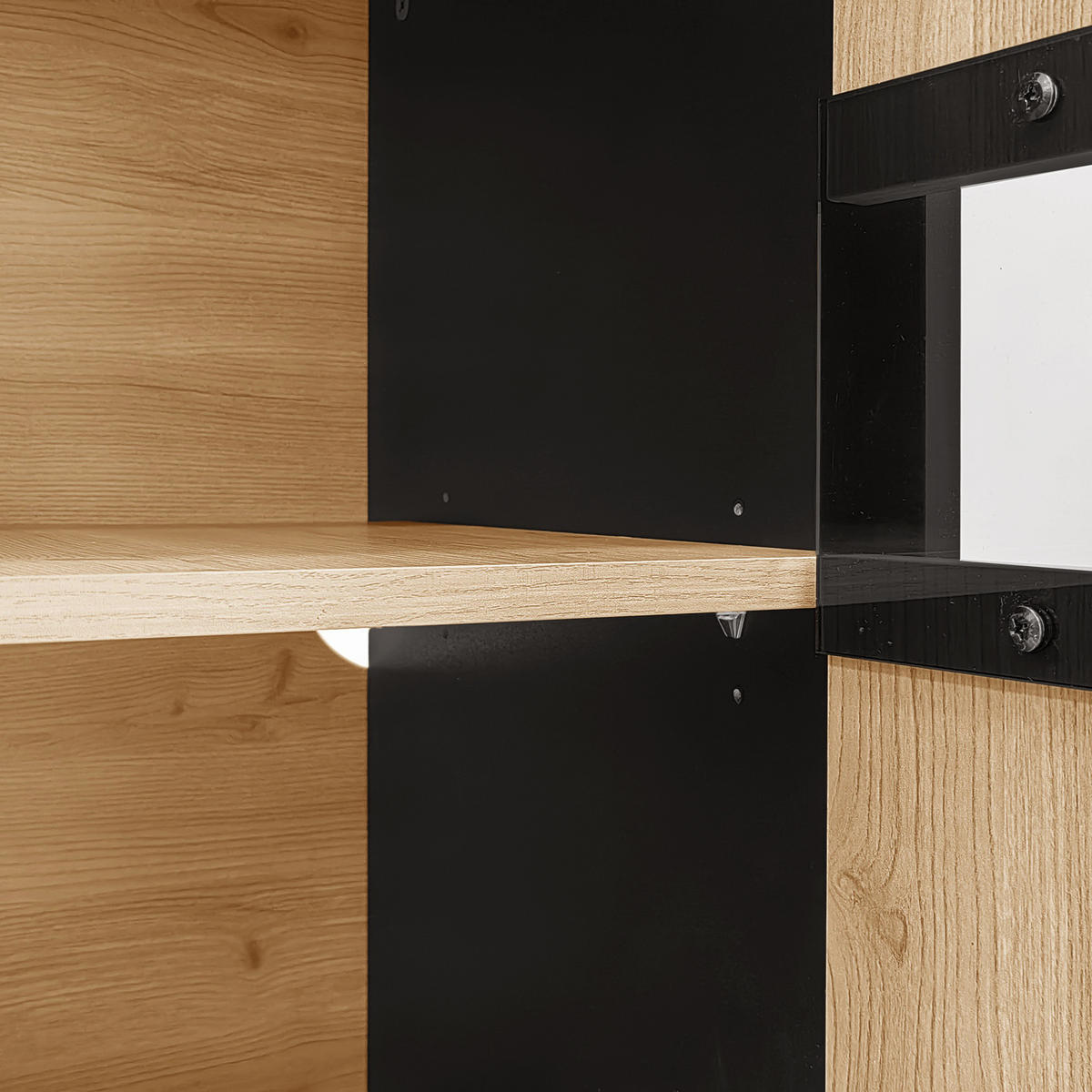 SIDEBOARD 140x78.5x41cm Holz+Schwarz Mit LED & Glas - Naturfarben, Holzwerkstoff (41/78.5/140cm) - FLIEKS