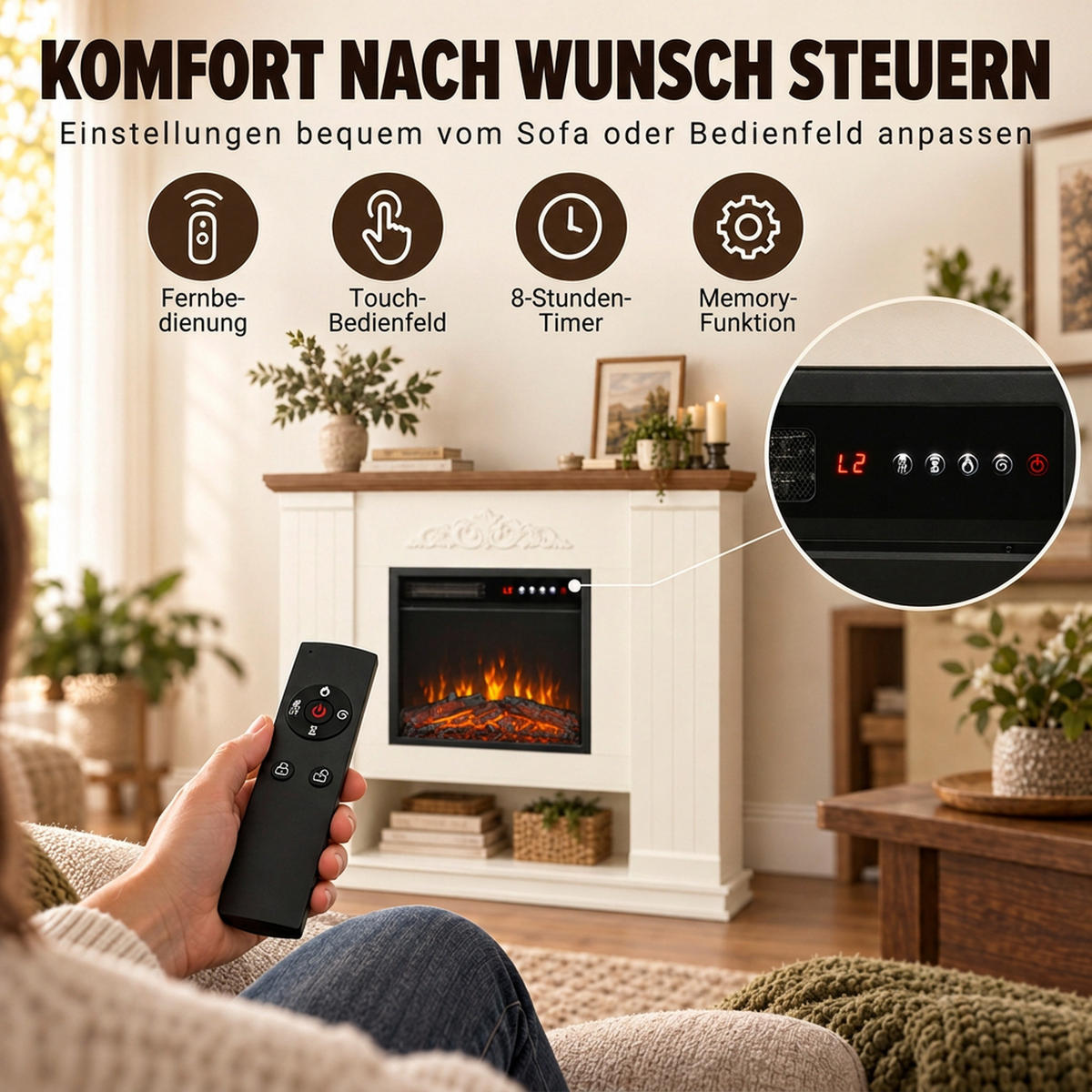 ELEKTROKAMIN Stahl Spanplatte Weiß - Weiß, Holzwerkstoff (26/110/115cm) - HOMCOM