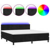 BOXSPRINGBETT MIT MATRATZE & LED SCHWARZ 180X200 CM SAMT - Schwarz, Textil - vidaXL