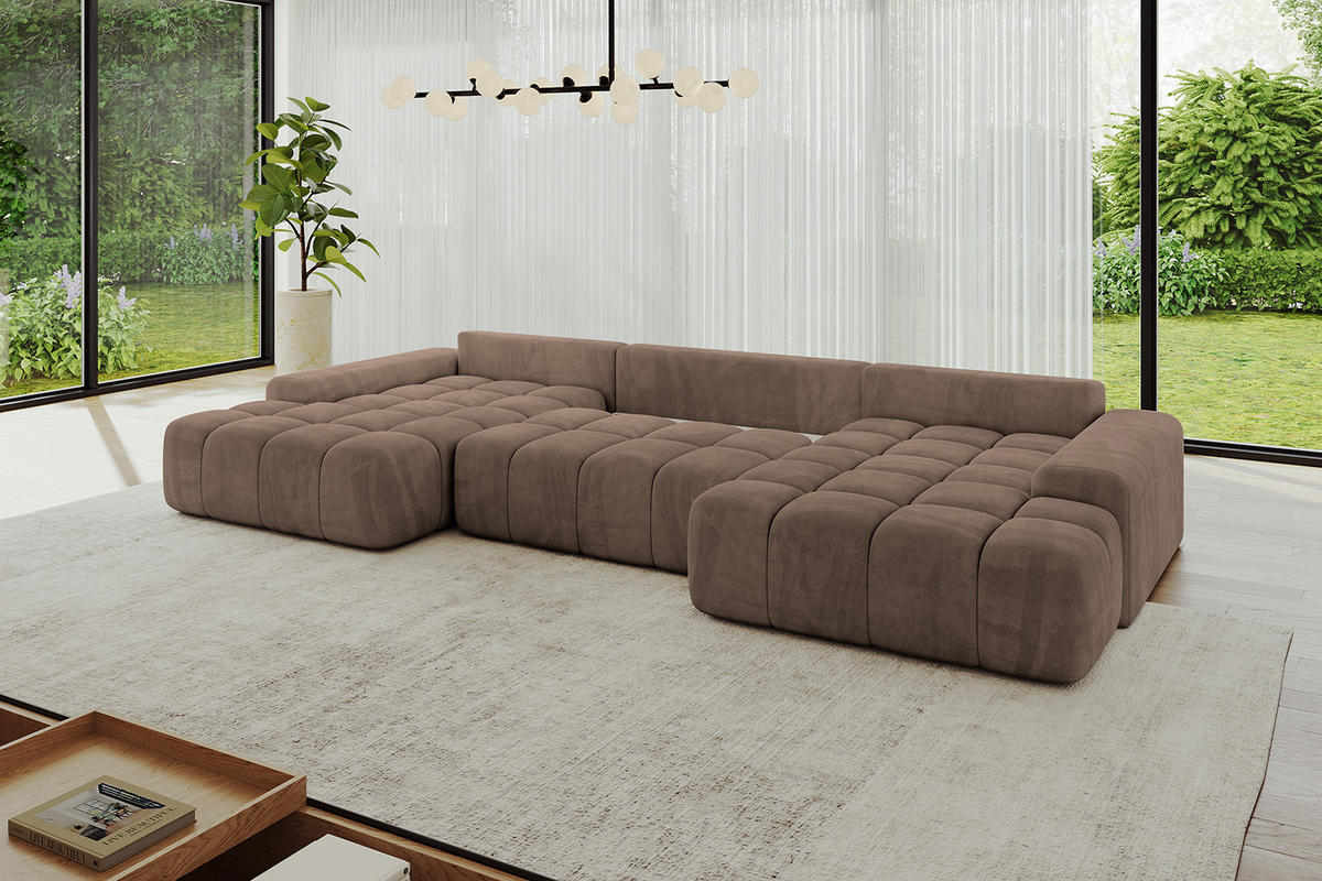 WOHNLANDSCHAFT ENSI-U - 353x164x88 cm Braun - Braun, Holzwerkstoff/Kunststoff (357/69/164cm) - ALTDECOR