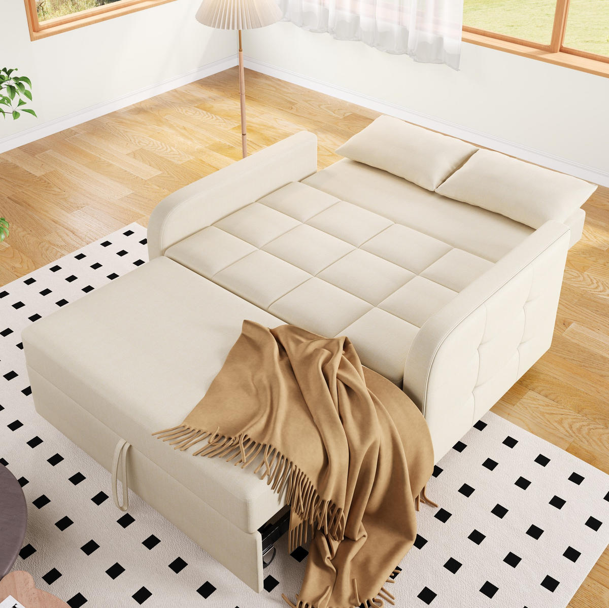 SCHLAFSESSEL 127/75/94 cm in Beige mit Schlaffunktion und 3-fach verstellbarer Lehne - Beige, Kunststoff (127/94/75cm) - Flora Grace