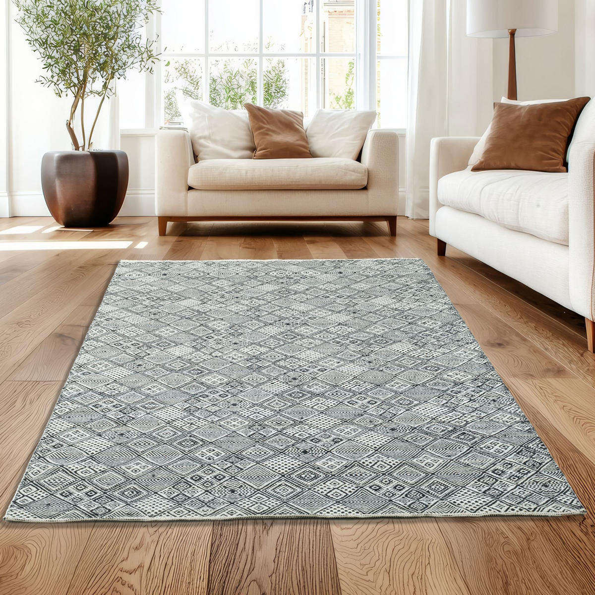 FLACHWEBETEPPICH Stilvoller Kelim, passt in jeden Raum 190x290 cm - Schwarz, Textil (190/290cm) - Rug and Roll