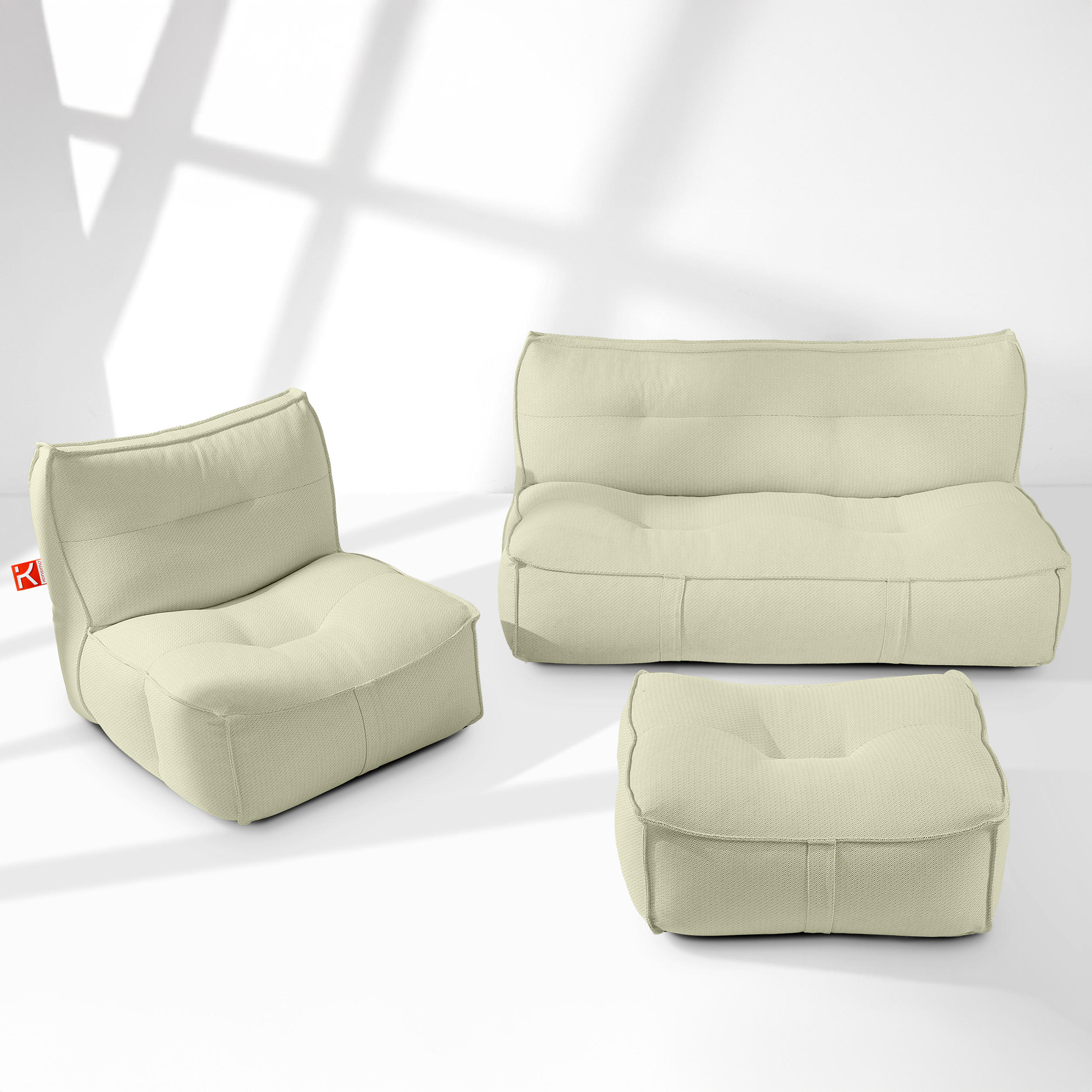 GARTENLOUNGE-SET LOVIA, Möbel-Set, Hellgrün/Weiß - Hellgrün, Textil - KONSIMO®
